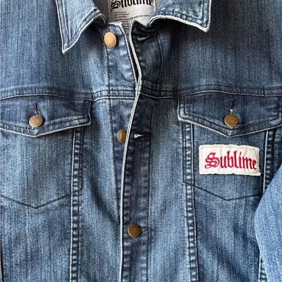Sublime Brand Licensed Denim Jacket w/ Logo Patch and Large Sun Patch (Men’s XL) - Picture 9 of 10